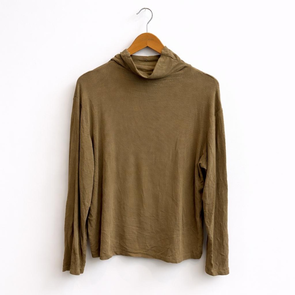 OAK + FORT Ribbed Tan Turtleneck